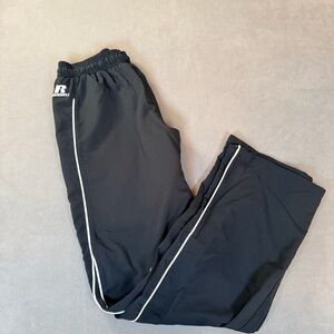 Russell Men’s Black w/ White Accents Athletic/Track Pants Zip Ankles- XL